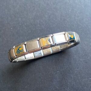 Personal Links Italy Stainless Steel link bracelet with K, heart & water images